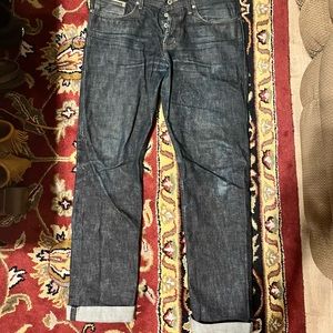 Naked & Famous raw selvedge denim jeans.